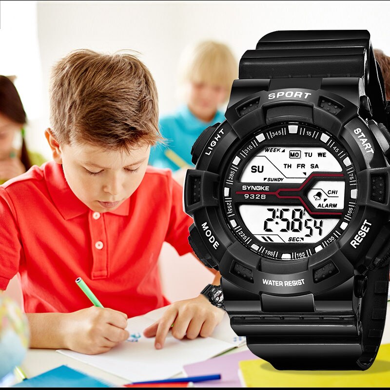 Digital Boy's Watch With Blue Silicone Strap And Blue Case