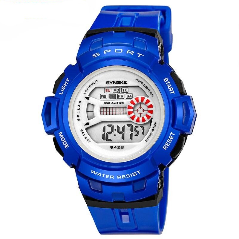 Digital Boy s Watch With Blue And Black Silicone Strap