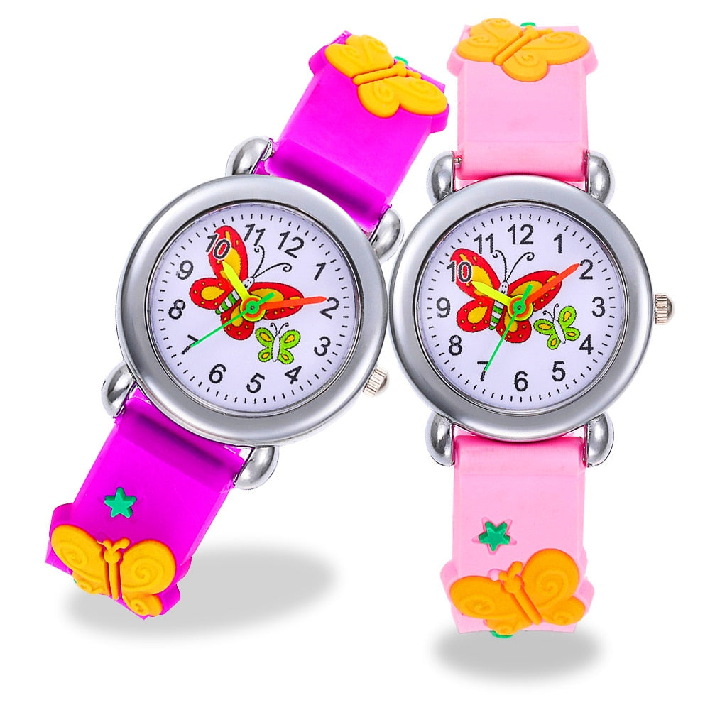 Analog Girl's Watch With Cute Butterfly Dial