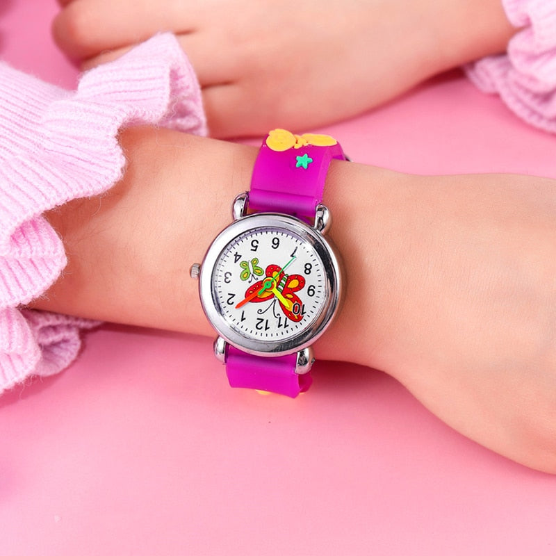 Analog Girl's Watch With Cute Butterfly Dial