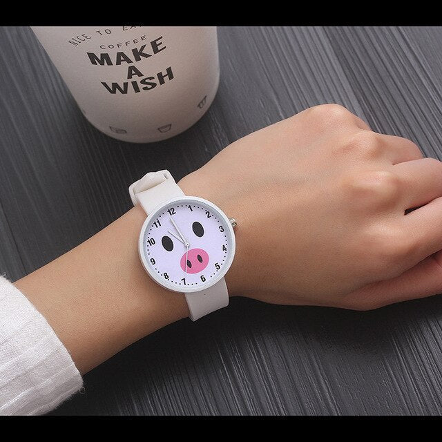 Analog Girl's Watch Pig Head Dial