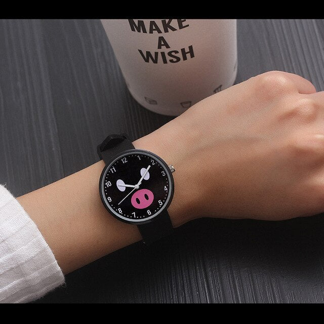 Analog Girl's Watch Pig Head Dial