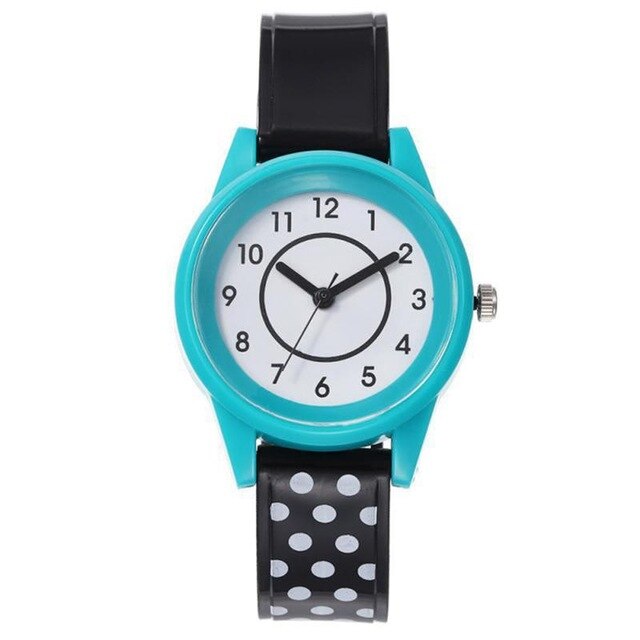 Analog Girl's Watch with White Polka Dot Strap