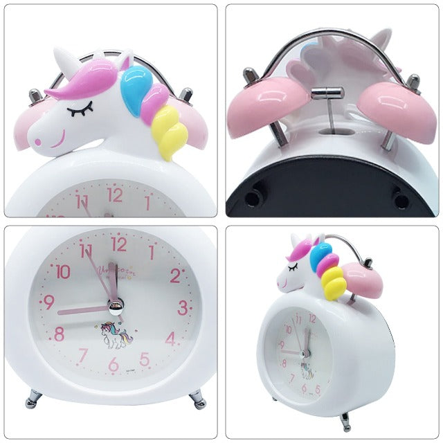 Analog White Unicorn Girl's Alarm Clock