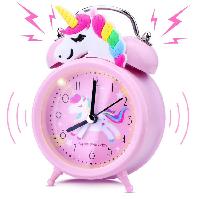 Analog Pink Unicorn Girl's Alarm Clock