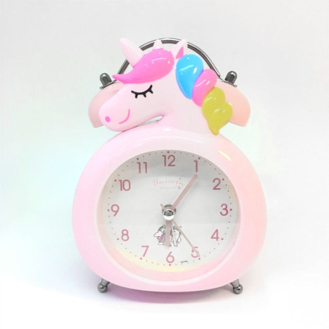 Analog White Unicorn Girl's Alarm Clock