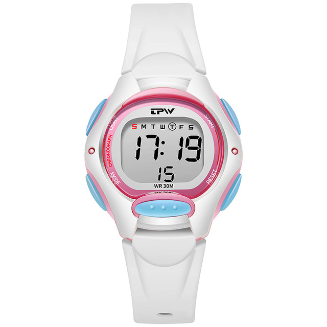 Multifunction Digital Girl's Watch With Pink Silicone Strap