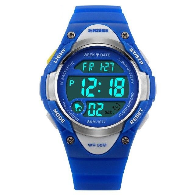 Waterproof Digital Sport Boy's Watch With Black Silicone Strap