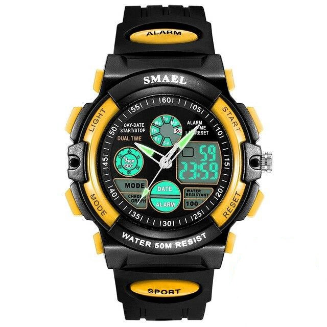 Boy's Dual Time Sport Waterproof Watch With Silicone Strap