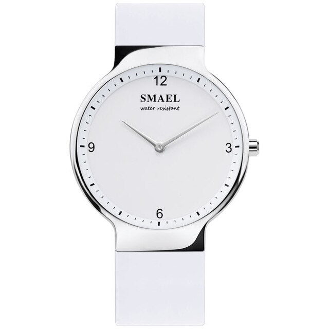 Analog Girl's Watch With White Silicone Strap And White Dial