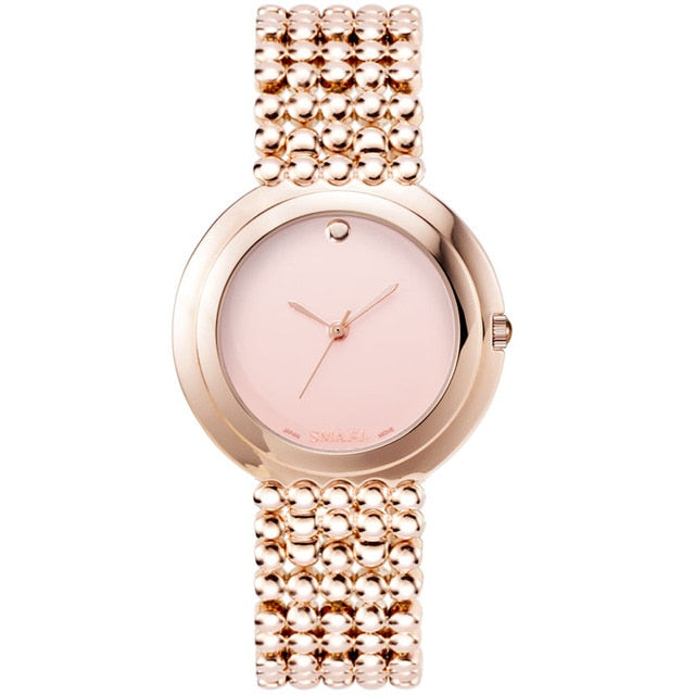 Analog Girl's Watch with Pearl Steel Bracelet and White Dial